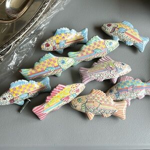 Mackenzie Childs drawer pulls. Fish design original. Rare find!